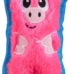 Durablez Minis Stuffing-Free Squeaky Interactive Dog Toy, Tough Plush, Pig, Pink